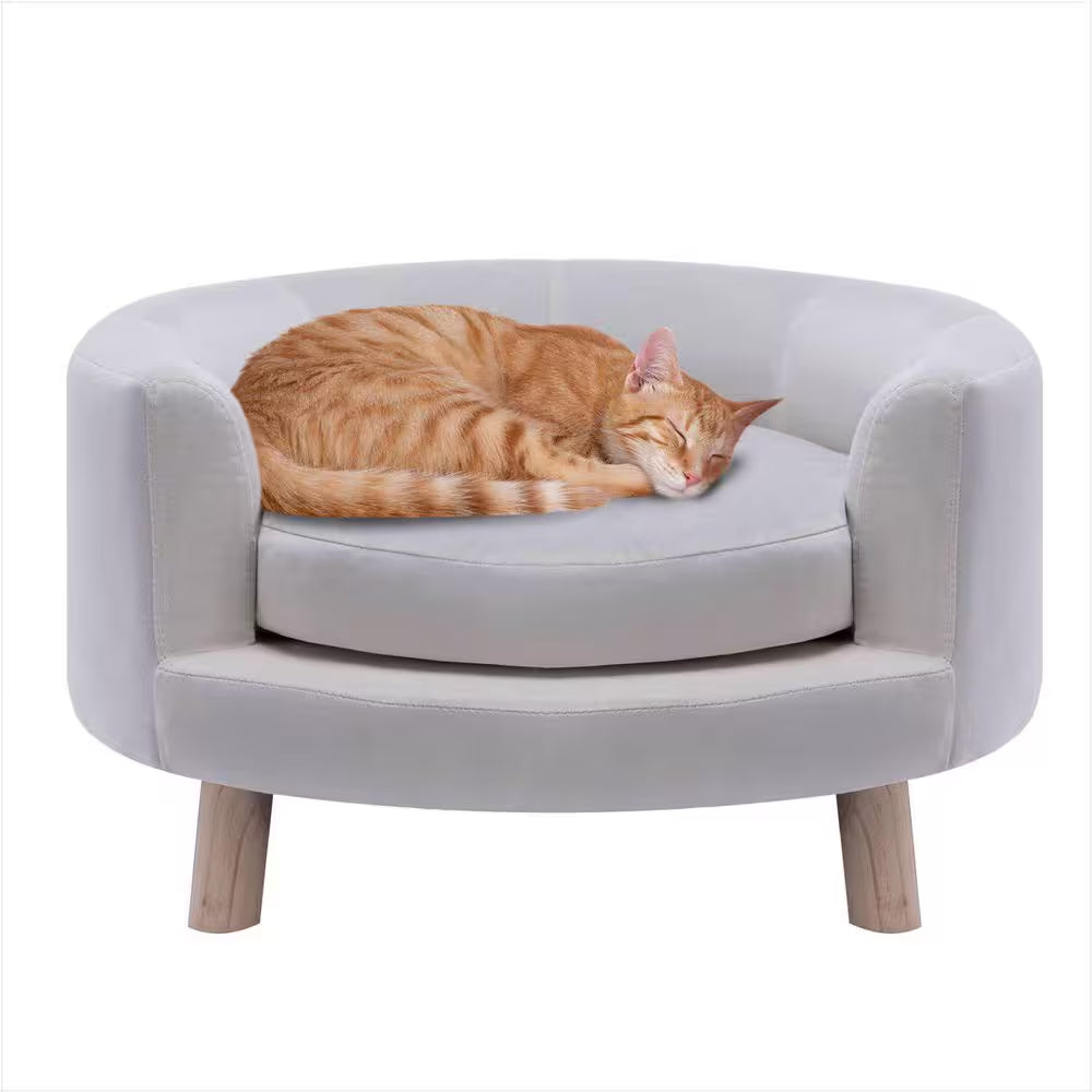 28 In. Medium Elegant White Faux-Velvet Circular Pet Bed for Small to Medium-Sized Dogs and Cats