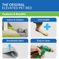 Original Elevated Dog Bed - Breathable Off-The-Ground Pet Bed with Cooling Fabric, Joint Relief & Moisture-Resistant Fabric, 100% Recyclable, Easy Clean, Gunmetal, Medium