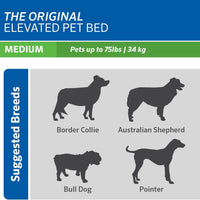 Original Elevated Dog Bed - Breathable Off-The-Ground Pet Bed with Cooling Fabric, Joint Relief & Moisture-Resistant Fabric, 100% Recyclable, Easy Clean, Gunmetal, Medium