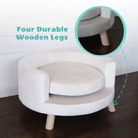28 In. Medium Elegant White Faux-Velvet Circular Pet Bed for Small to Medium-Sized Dogs and Cats
