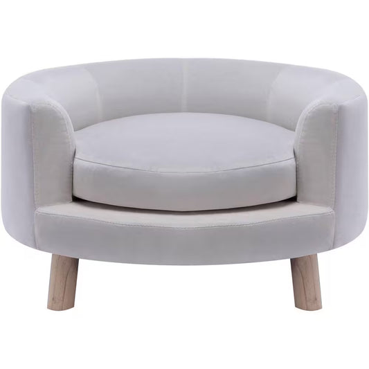 28 In. Medium Elegant White Faux-Velvet Circular Pet Bed for Small to Medium-Sized Dogs and Cats